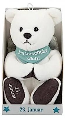 Produktbild von Depesche 8139.023 - Schutzengel Bär aus Plüsch, ca. 9 cm, mit Datum 23. Januar, Geschenk für Geburtstag, Jahrestag oder Hochzeitstag