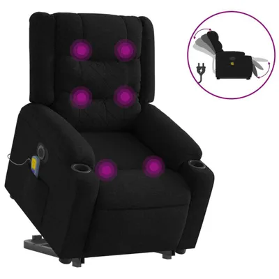 Produktbild von vidaXL Elektrischer Massagesessel mit Aufstehhilfe Schwarz Stoff