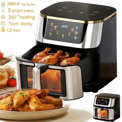Immagine prodotto di Friggitrice ad aria - 12 litri - 220 V - Display touch LED - Ampio oblò trasparente - Circolazione dell'aria calda - Accessori inclusi