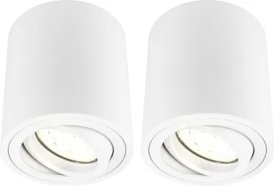 Produktbild von Ledvion - 2X LED Aufbauspots Rund, Dimmbare, 5W, 2700K, Weiß, Deckenleuchte