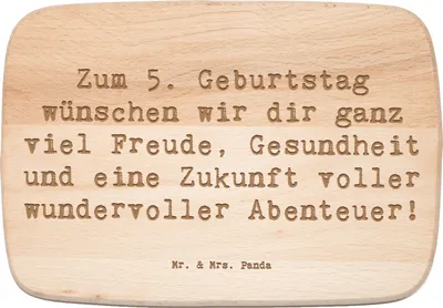Produktbild von Mr. & Mrs. Panda Frühstücksbrettchen Spruch 5. Geburtstag Freude - Transparent - Geschenk, Schneidebrett, Holzbrett, Happy Birthday, Wunder, Jubiläumswünsche, jausenbrett