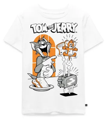 Produktbild von Spreadshirt Tom Und Jerry Mäusetoast Kinder Premium T-Shirt, 110/116 (4 Jahre), Weiß
