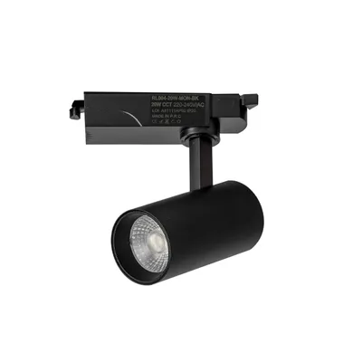Obrázek produktu pro 20 W LED kolejnicový reflektor, jednofázový, volitelná teplota barev (2700 K, 4000 K, 6000 K), nastavitelný, černý