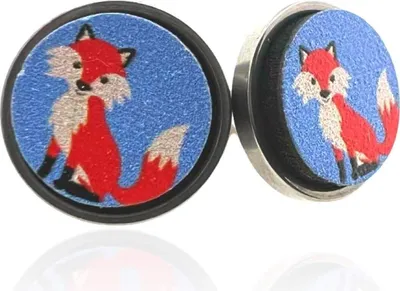 Produktbild von Ohrringe Holzohrstecker Edelstahl Buchenholz mit Fuchs