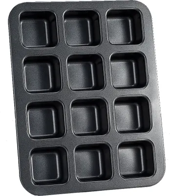 Produktbild von CANDeal Antihaftbeschichtete, Mundgerechte Brownie-Pfanne, Mini-Laibpfanne Mit 12 Mulden Zum Backen, Robuste Quadratische Muffin-Cupcake-Pfannen Kohlenstoffstahl