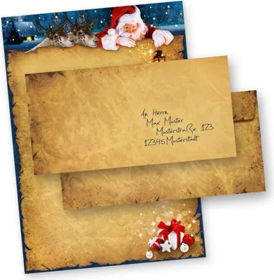 Produktbild von Briefpapier Weihnachten NORDPOL EXPRESS (10 Sets ohne Fenster) DIN A4 90g Weihnachtsbriefpapier mit Umschläge