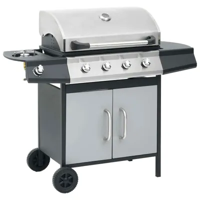 Produktbild von vidaXL Gasgrill 4+1 Flammen Schwarz und Silbern Stahl & Edelstahl