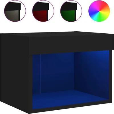 Produktbild von vidaXL Wand-Nachttisch mit LED-Leuchten Schwarz