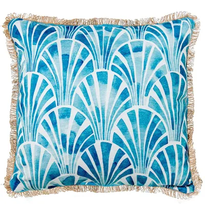 Polyester Kissen 45x10x45 cm blauw/weiß mit Reißverschluss