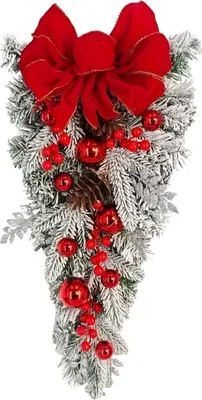 Produktbild von Weihnachts-Treppenhauskranz, Girlande, Schleife, Türhänger, Garten-Weihnachtsbaum-Anhänger, Party- und Neujahrsdekoration