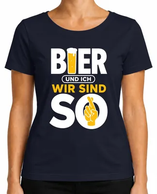 Produktbild von Bier und ich wir sind so Lustig Saufen Party Vatertag Alkohol JGA Damen T-Shirt, Navy, S