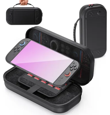 Zdjęcie produktu dla INF Nintendo Switch 2 Etui - Czarna Skórapoliuretan & Ochronna Torba EVA Czarny