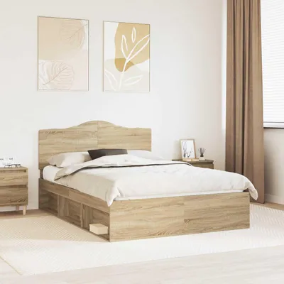 Productafbeelding van Maison Exclusive - Bedframe, Sonoma-eikenhout, 150 x 200 cm, massief grenenhout