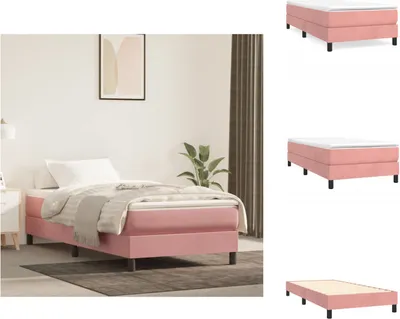 Obrázek produktu pro vidaXL Postel s pružinovou skříní růžová 90x200 cm samet - Postele a válendy