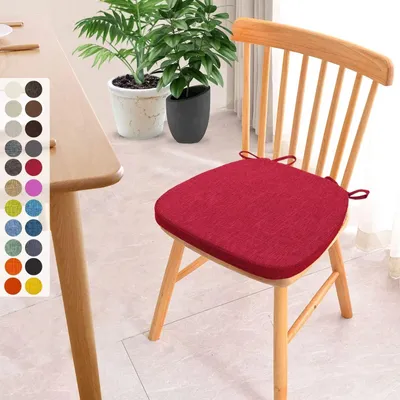 Zdjęcie produktu dla Komplet poduszek na krzesła, 40x38x3 cm, z paskami, zdejmowane i nadające się do prania, antypoślizgowe - kolor bordo