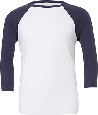 Immagine prodotto di Canvas 3200 | Maglietta da baseball a 3 / 4 maniche da uomo - Colore: White/Denim Triblend (Heather) - Taglia: L
