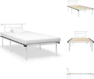 Produktbild von vidaXL Bettgestell Weiß Metall 100x200 cm -  Betten & Bettgestelle