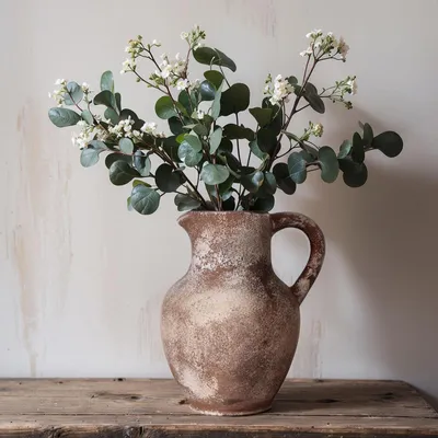Productafbeelding van Vintage terracotta vaas van 20,5 cm voor woondecoratie