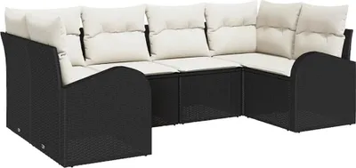 Productafbeelding van vidaXL Tuinset met 6 zitplaatsen, zwart en wit, van polyrotan