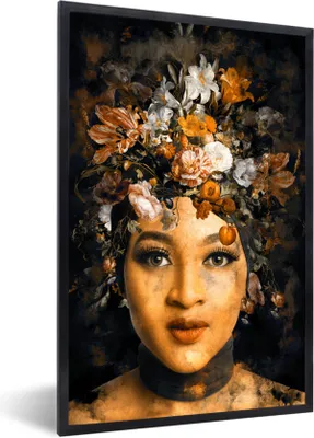 Produktbild von MuchoWow® MuchoWow® Gerahmtes Poster Frau - Lehm - Flora 40x60 cm - Poster mit zchwarzem Bilderrahmen - Papierdruck - Wandbilder