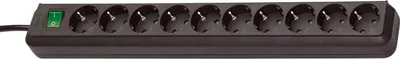 Productafbeelding van Brennenstuhl Eco-Line stekkerdoos met schakelaar, 10 voudig, zwart, 3 meter, kabel H05VV-F 3G1,5, artikelnummer 1159300010
