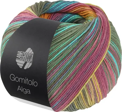 Produktbild von Lana Grossa - Gomitolo Alga 2027 graugrün türkis fuchsia gelb frühlingsgrün orange oliv himmelblau blau altrosa weiß