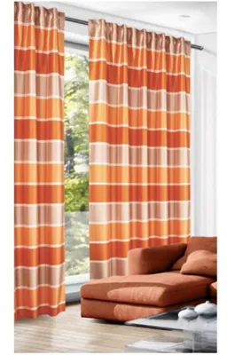 Produktbild von Fertigschal verdeckte Schlaufen "Streifen" - Größe (HxB): 280x140cm Farbe: Orange