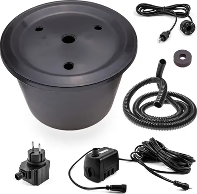 Produktbild von CLGarden Springbrunnenpumpe Set mit kleinem 30l Becken GFK Abdeckung Springbrunnen Pumpe SP1 LED-Beleuchtung Springbrunnenbecken DIY