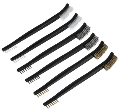 6-teiliges Mini-Drahtbürstenset, Messingbürsten, doppelseitig, 17,2 cm