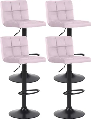 Produktbild von CLP 4er Set Barhocker Feni Samt höhenverstellbar und drehbar rosa