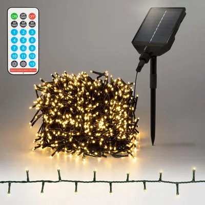 Produktbild von ECD Germany Solar Lichterkette Aussen 16m 800 LED Warmweiß, Weihnachtsbeleuchtung Outdoor, IP44 Wetterfest 13 Modi & Timer Weihnachts Deko Weihnachten