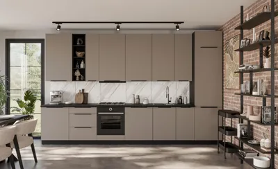 Image de Armoire haute de cuisine LUNARA - largeur 30 cm, beige foncé/noir