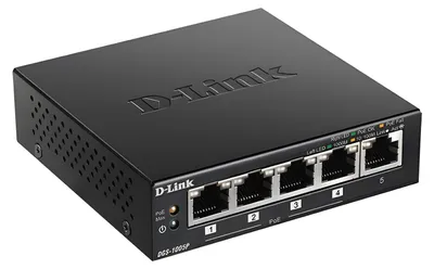 Produktbild von D-Link DGS-1005P/E 5-Port PoE+ Switch Gigabit, 4 PoE+ Ports, 60W