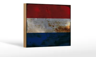 Produktbild von Holzschild Flagge Niederlande 18x12 cm Netherlands Rost Dekoration