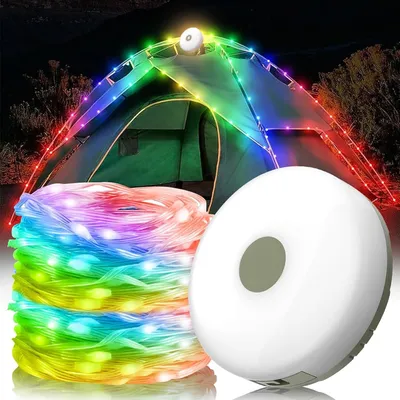 Produktbild von Kempingová pohádková světla, roll-up, voděodolná, přenosná LED pohádková světla, 10 m, USB nabíjecí,venkovní pro kempování, dekorace na dvůr