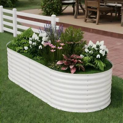 Produktbild von Hochbeet Pflanzkasten Garten - Verzinkter Stahl - Rostfreies erhöhtes Pflanzenbeet 120x60x60 cm - Für Gemüse Blumen Kräuter Balkon Terrasse - Beige