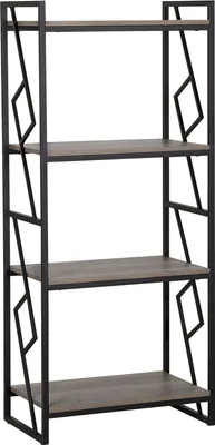 Zdjęcie produktu dla BELIANI Regał ciemnobrązowy czarna metalowa rama 143 x 64 cm 4 półki styl industrialny