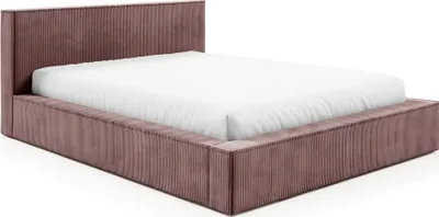 Produktbild von Sofello Einfaches Polsterbett Moderne Form FILO Puderrosa 120x200 aus Kordstoff mit Holz-Lattenrost Modernes Design in trendigen Farben, ohne Stauraum