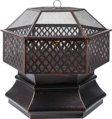 Produktbild von Gartenbarbecue – Feuerkorb – Feuerschale – Terrassenofen – Räucherbarbecue – Für Außen – Stahl mit Funkenschutz – 66 cm