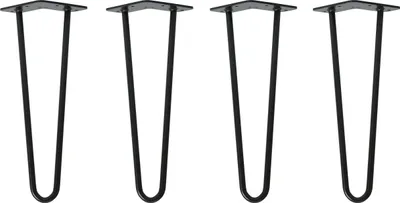 Immagine prodotto di Natural Goods Berlin Gambe HAIRPIN, gambe a forcina, gambe per mobili, gambe per tavoli, nero, 35 cm, 2 montanti, 4 pezzi