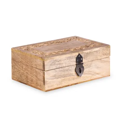 Zdjęcie produktu dla HOMLA Szkatułka na biżuterię SOMBRE drewniana żłobiona 22x14x8 cm