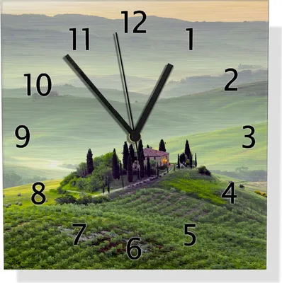 Produktbild von Wallario Design Wanduhr Toskana in Italien aus Aluverbund, Größe 30 x 30 cm