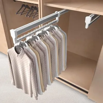 Produktbild von Ausziehbare Kleiderstange, verstellbarer Ausziehbügel, Hosenbügel für den Schrank, Kleiderbügel aus Edelstahl, 400 mm