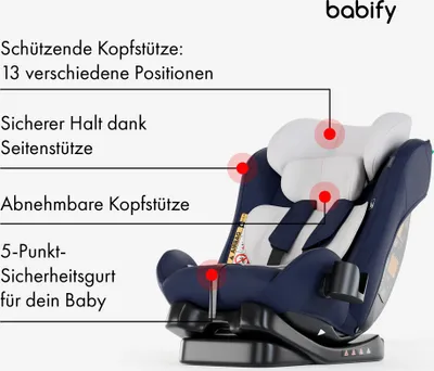 Produktbild von Babify Kindersitz, Autositz für Kinder von 40-150 cm, Mitwachsender Auto Kindersitz, Bequemer Auto Sitz für Kinder, Langlebiger & Verstellbarer 3-in-1 Kinderautositz, Sicherer Auto-Kindersitz