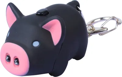 Produktbild von Niedlicher Schwein-Stil, LED-Licht, Ton, Schlüsselanhänger, Schlüsselanhänger, Auto, Tasche, Anhänger, Dekoration, Geschenk-Schwarz