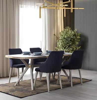 Produktbild von Moderne 7tlg. Esszimmer Garnitur Set Tisch 6x Stühle Moderne Essgarnitur Sets