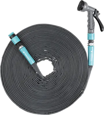 Produktbild von Navaris Flexibler Gartenschlauch 22,5m - Flachschlauch mit Brause und Schnelladaptern - Wasserschlauch knickfrei - PVC Schlauch mit Textilhülle