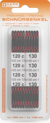 Image de Lacets de trekking HARO ronds 1200/1300 mm rouge/noir 2 paires
