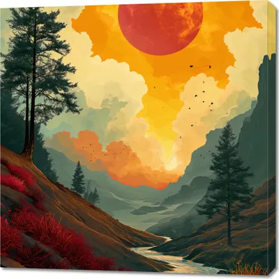 Produktbild von Bild 90x90cm Wilde Fluss bei Dämmerung