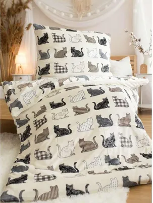 Immagine prodotto di Kvalitex Microplush biancheria da letto 1+1, 140x200, 70x90cm Gatti beige